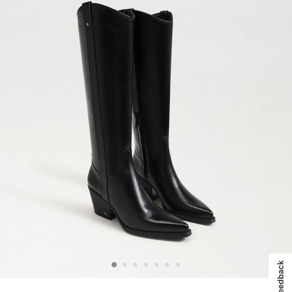 Sam Edelman Black Knee-High Western Block Heel Boot size 10 m - Picture 4 of 11